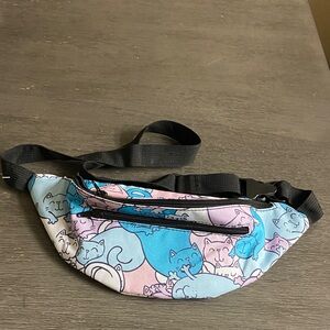 Cute Cool Rave Festival Sleeping Cats Print Fanny Pack